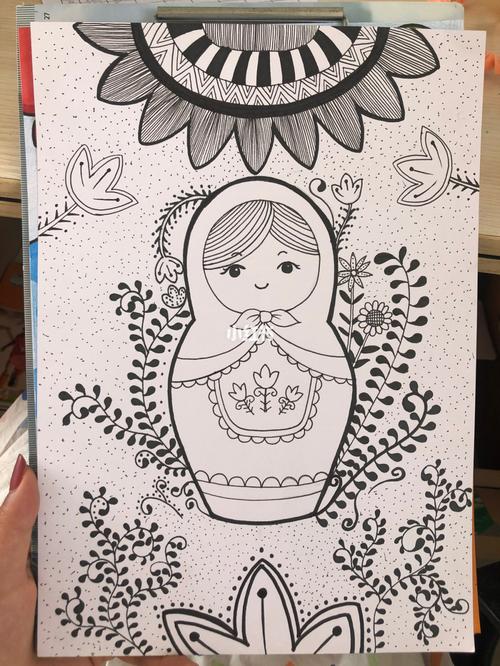 儿童画 简笔画 线描俄罗斯套娃(含线稿)_简笔画_新标签-知识_亳州自由