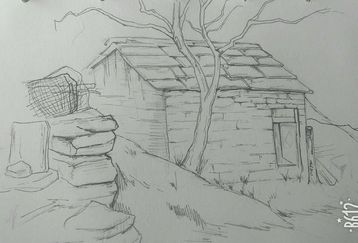 这个房子是一个老房子,我画的时候我感觉还可以,构图和线条我感觉都还