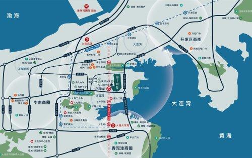 大连湾海底隧道光明路延伸工程(在建)地铁五号线(在建)两大城市纵轴