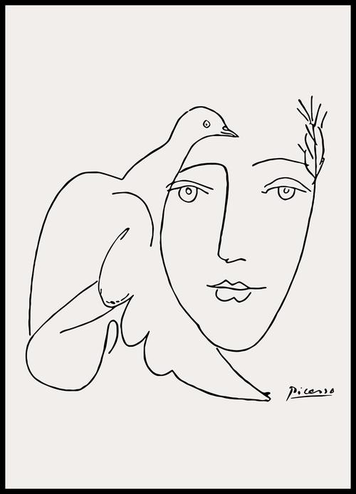 北欧欧风毕加索和平鸽线条装饰装饰画画艺术极简客厅现代装饰画