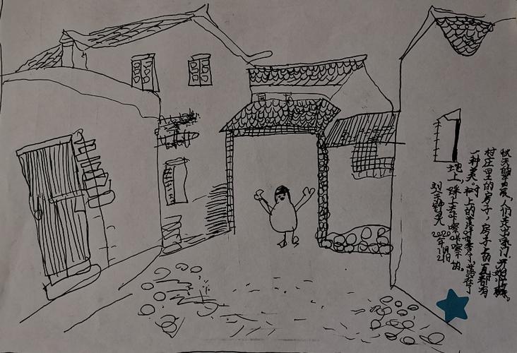 《徽州屏山古村落》素描风景写生作业(刘余钟灵)