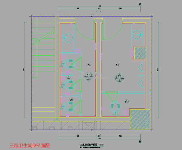时尚购物广场卫生间厕所装修施工图