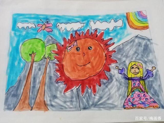 一年级娃的课堂画作:太阳(苏教版上册美术)