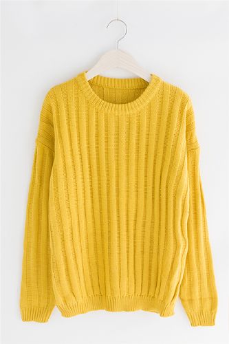 韩国 百搭竖条毛衣