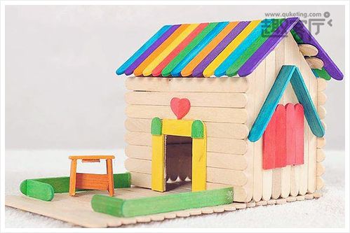 用冰棍棒做手工制作 儿童雪糕棒diy房子变废为宝