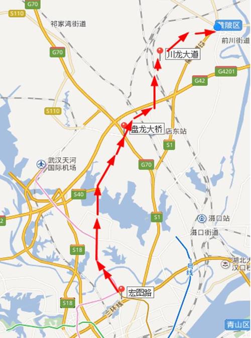 黄陂区可经由汉十高速(g70)汉口北收费站下,可以直接到达祁家湾,李集