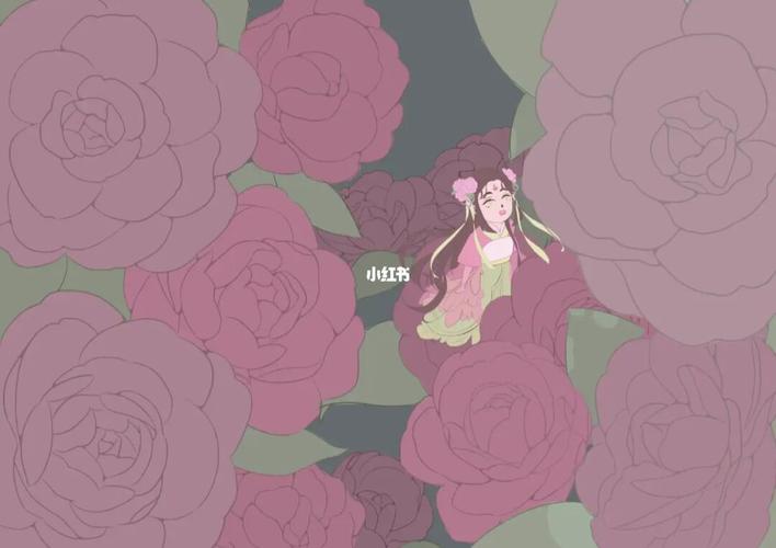 板绘 古风插画 山茶花_山茶花_插画_板绘_古风_夕