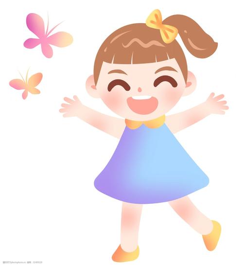 笑脸女孩卡通插画