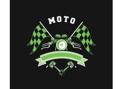 矢量摩托车与旗子设计