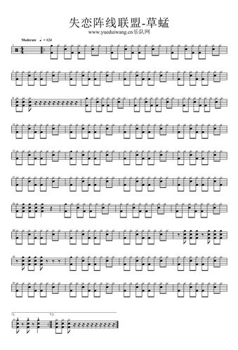 草蜢《失恋阵线联盟》鼓谱_架子鼓谱