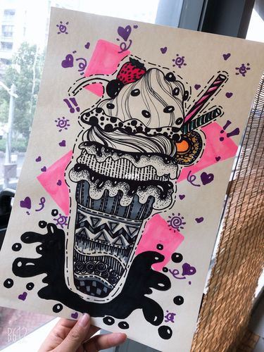 《夏日冰淇淋90》线描课件分享_冰淇淋_夏天去哪玩