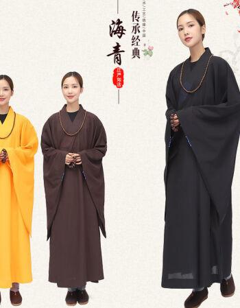 彬卡莱海青居士服男女同款大褂夏季薄款禅修服海清衣服佛教僧服长袍