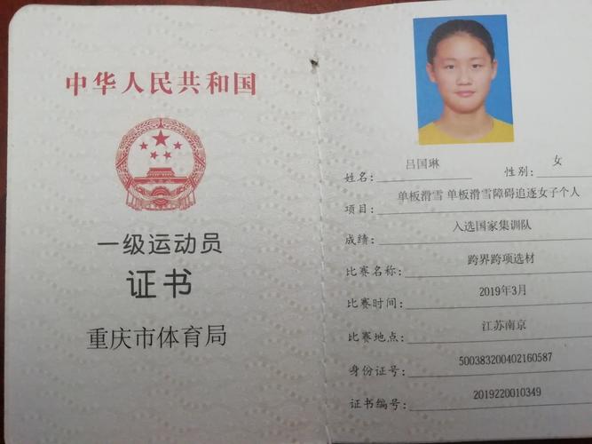 吕国琳授于国家一级运动员称号!