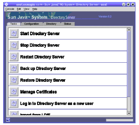 the server management window lets you perform routine tasks with