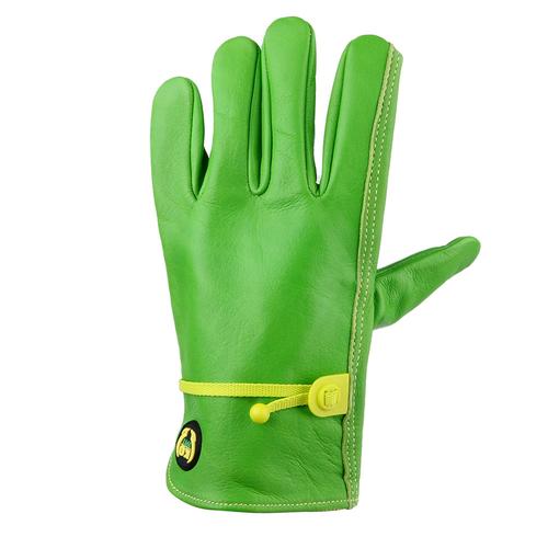 新品绿色牛头层皮革手套劳保手套户外园艺建筑手套