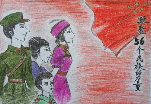 民族团结简笔画儿童画