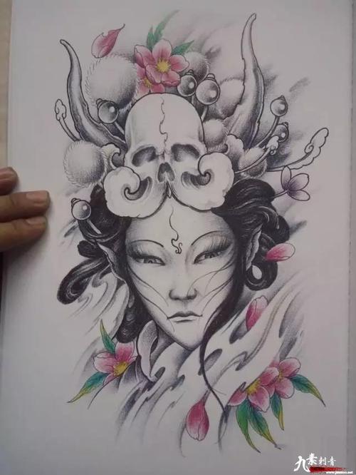 艺伎 纹身手稿