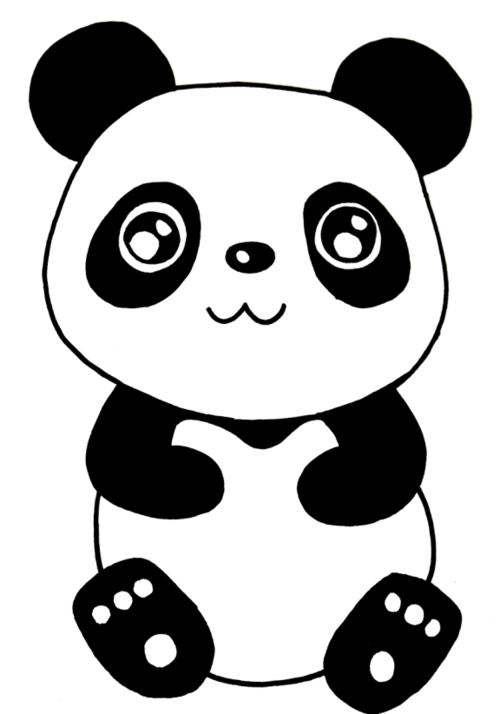 1,在纸上画出形貌的外形,并注意用简洁的黑白色块表现熊猫的