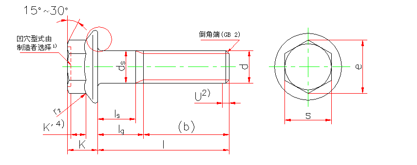 六角法兰面螺栓 小系列(gb/t 16674-1996)
