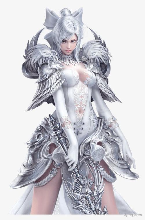 白色盔甲女战士手绘游戏