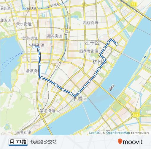 71路:发车时间,线路图及站点 - 往钱潮路公交站