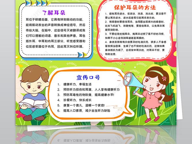 原创全国爱耳日小报保护耳朵健康卫生手抄报爱护耳朵保护听力手抄报