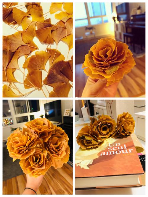 手工|如何把银杏叶做成一束金色玫瑰