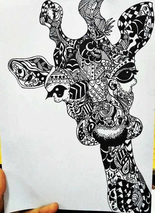 二年级黑白装饰画动物作品