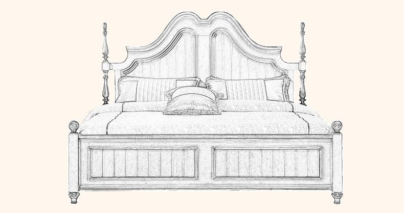 美式全实木18米床双人床高箱床公主卧室家具婚床复古实木床