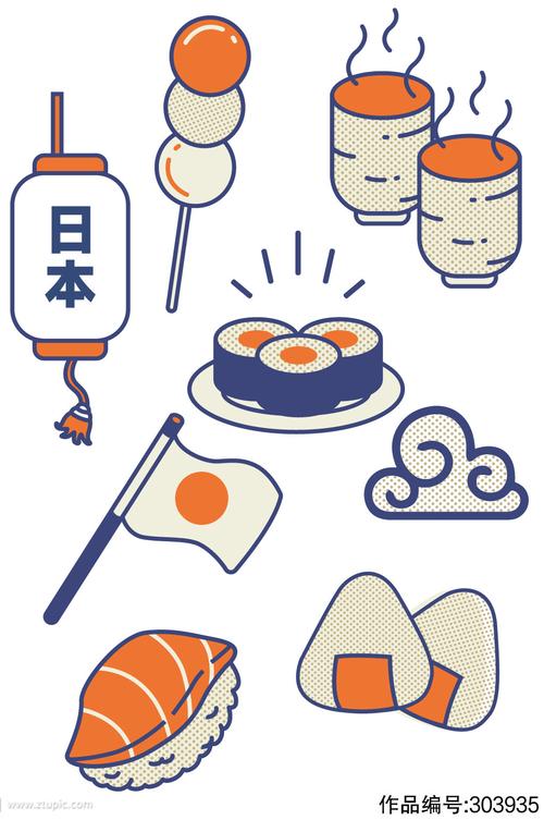 卡通日式美食元素素材