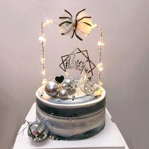 ins风 网红创意拱门蝴蝶结珍珠蛋糕插件 情人节烘焙装饰生日插牌