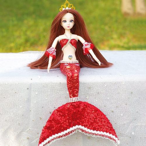封后芭比美人鱼公主娃娃创意手工玩偶婚纱儿童仿真女娃玩具生日礼物