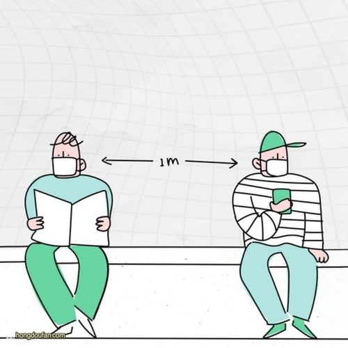 戴口罩保持一米社交距离防疫简笔画大全