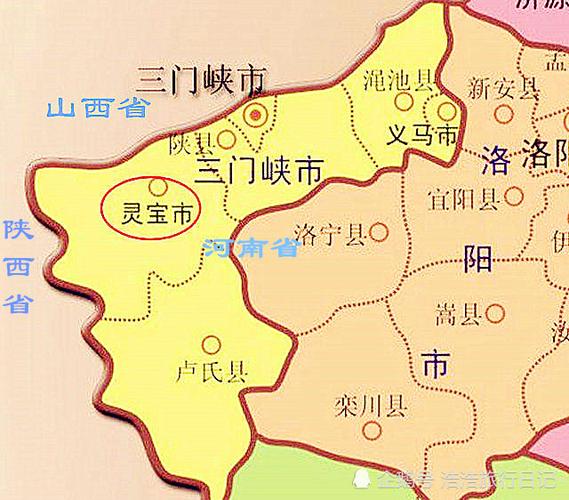 河南灵宝市的地理位置示意图