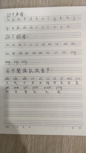 学前班下学期23个声母和18个复韵母的音节拼读练习