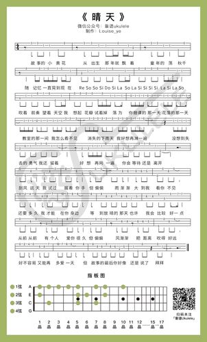 周杰伦《晴天》_尤克里里谱