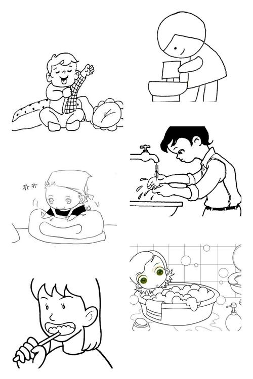 看一看,我们都会做些什么:穿衣服,叠被子,刷牙,洗脸,洗手,洗澡,我们都