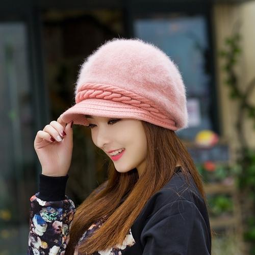 帽子女韩版冬帽子冬季女针织毛线帽鸭舌帽贝雷帽兔毛帽护耳帽百搭