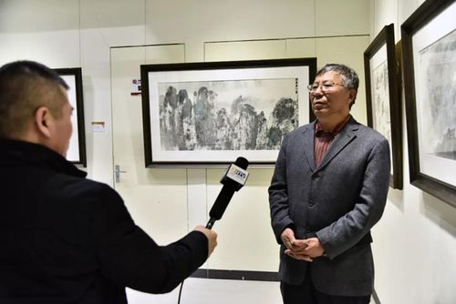 赵华胜先生接受沈阳电视台采访开幕式后,赵华胜(中),王铁牛(二排右五