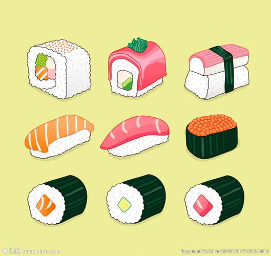 9款美味日式寿司矢量素材图片
