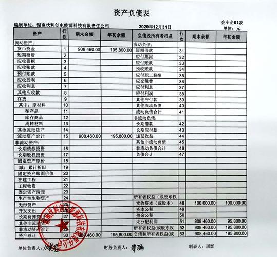 2020年资产负债表
