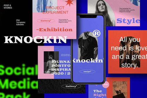 潮流街头潮牌推广新媒体电商海报设计模板knockin–newhypesocial