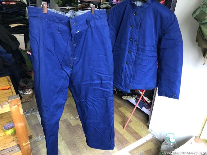 库存老式蓝棉布棉衣棉裤一套
