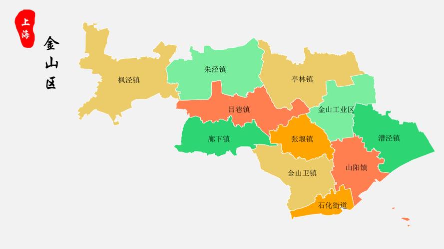 金山区地图上海市金山区乡镇街道地图高清矢量可填充编辑地图ppt模板