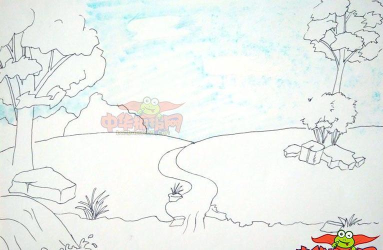 秋天风景简笔画带颜色秋天的图画简单又好看