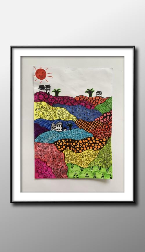 "彤"心绘画班第四周作品——彩色梯田