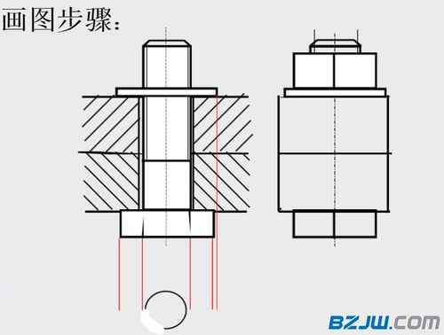 > 常见螺纹紧固件的画法      常用的螺纹紧固件有:螺栓,螺钉,螺柱