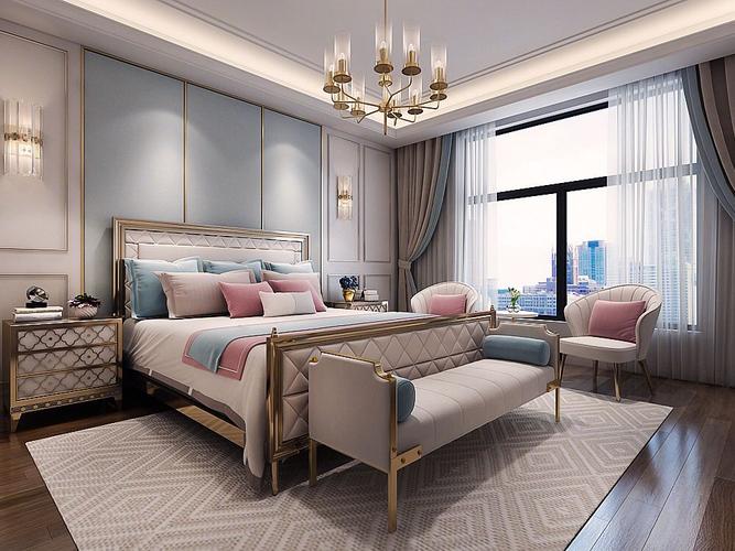 美式轻奢风格吊顶造型 简美轻奢家装效果图_装修啦