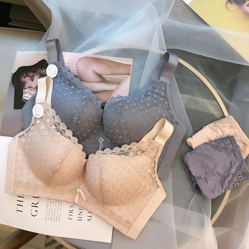 夏季无钢圈薄款无海棉调整型内衣女聚拢上托侧收大胸显小文胸