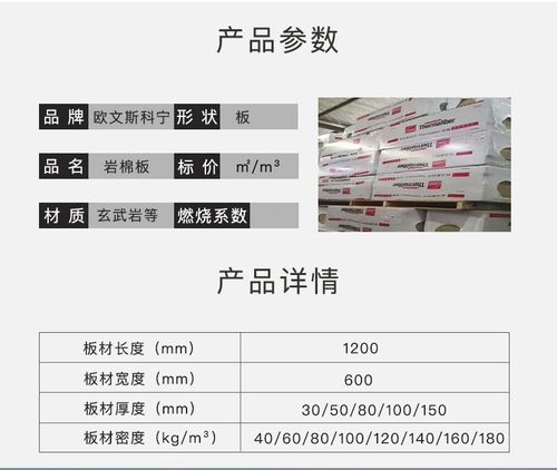 欧文斯科宁岩棉板 防火玄武岩岩棉板 外墙隔热岩棉保温板